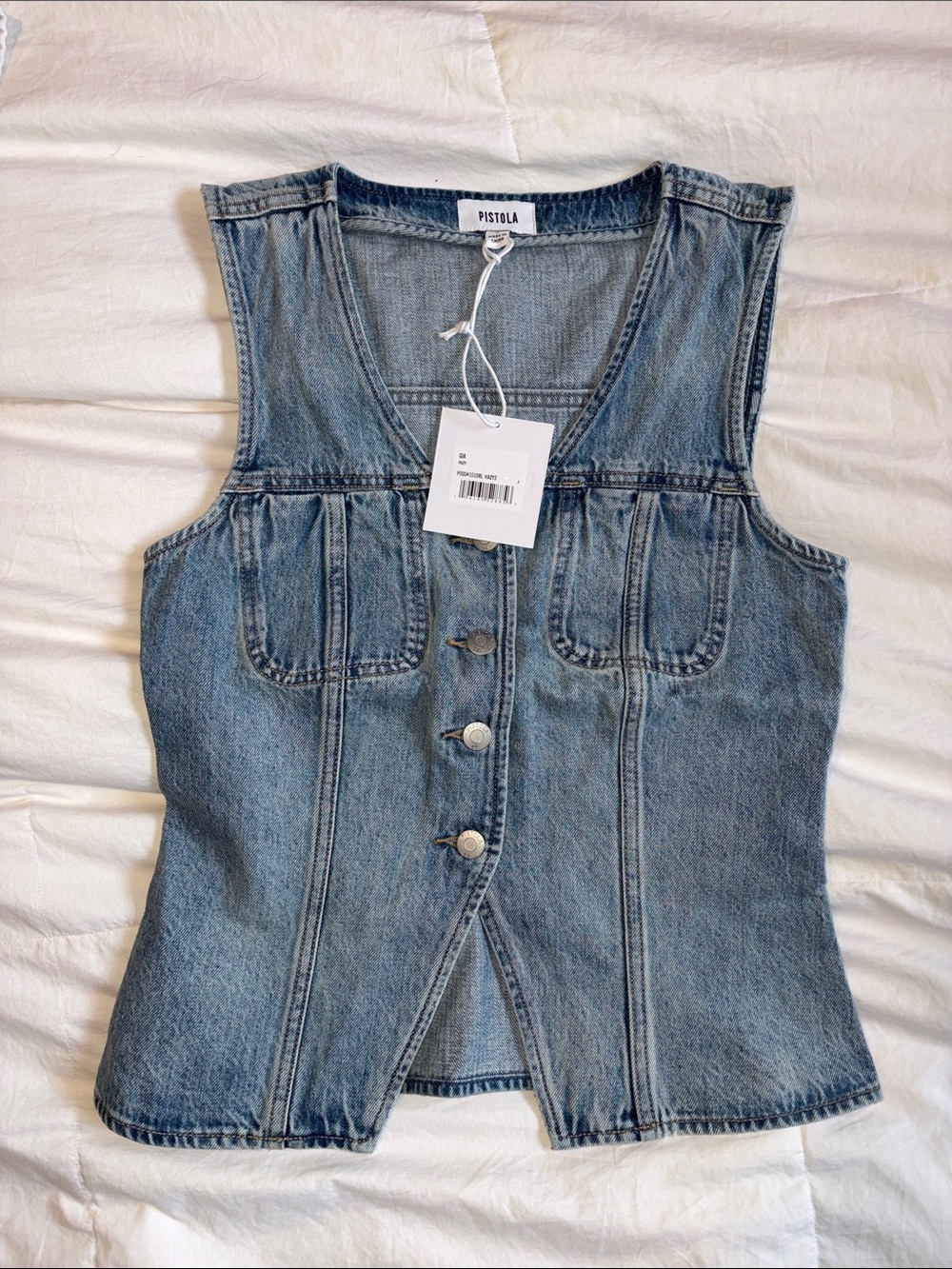 pistola Light Blue Denim Button-Front Sleeveless Tank